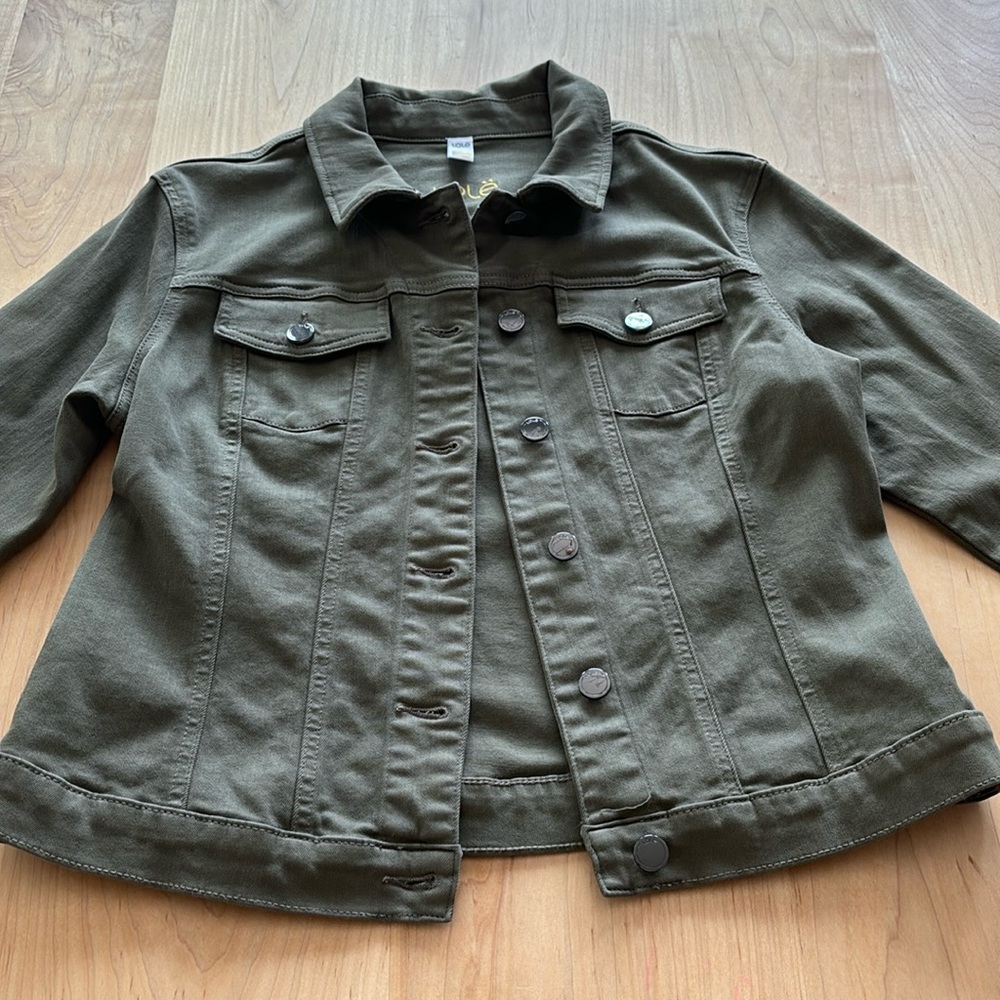 Green denim jacket